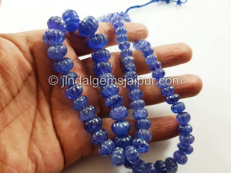 Tanzanite Carved Pumpkin Beads