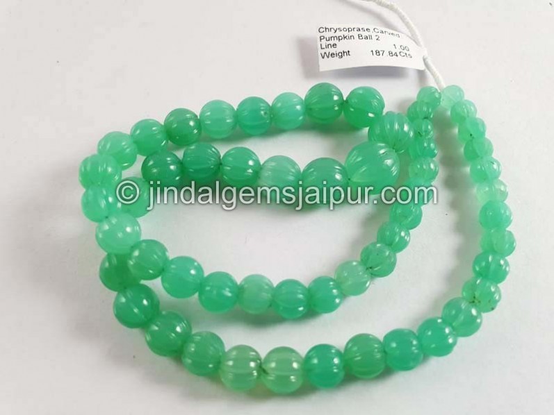 Chrysoprase Carved Pumpkin Balls Beads