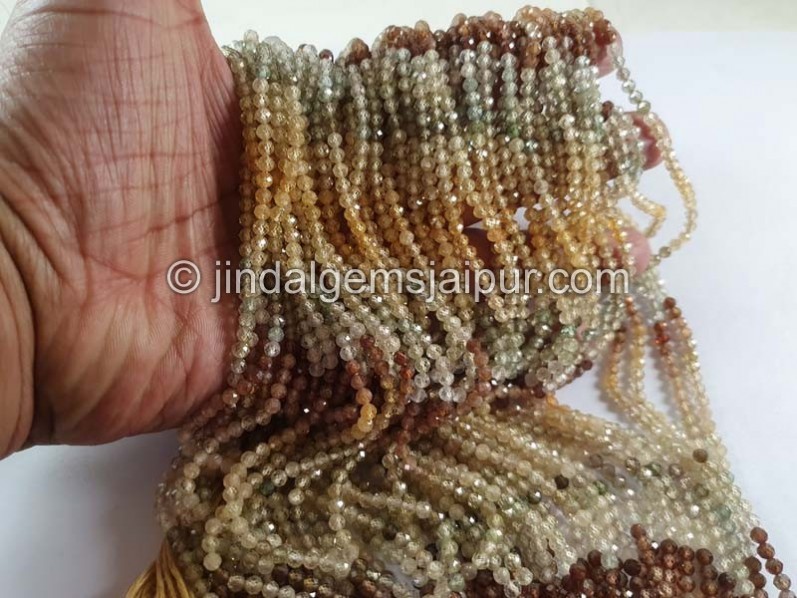 Multi Zircon Faceted Round Shape Beads