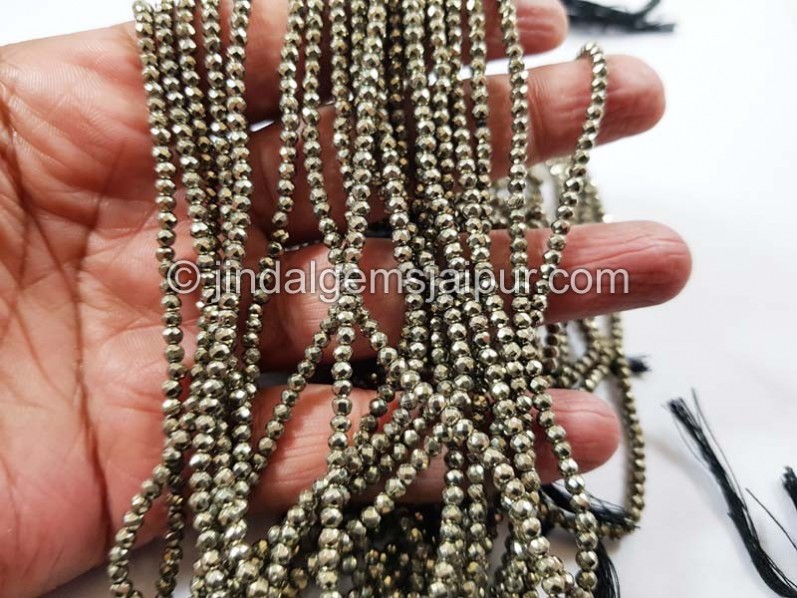 Pyrite Micro Cut Round Beads