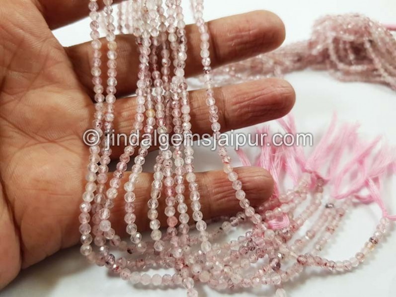 Pink Strawberry Quartz Micro Cut Round Beads