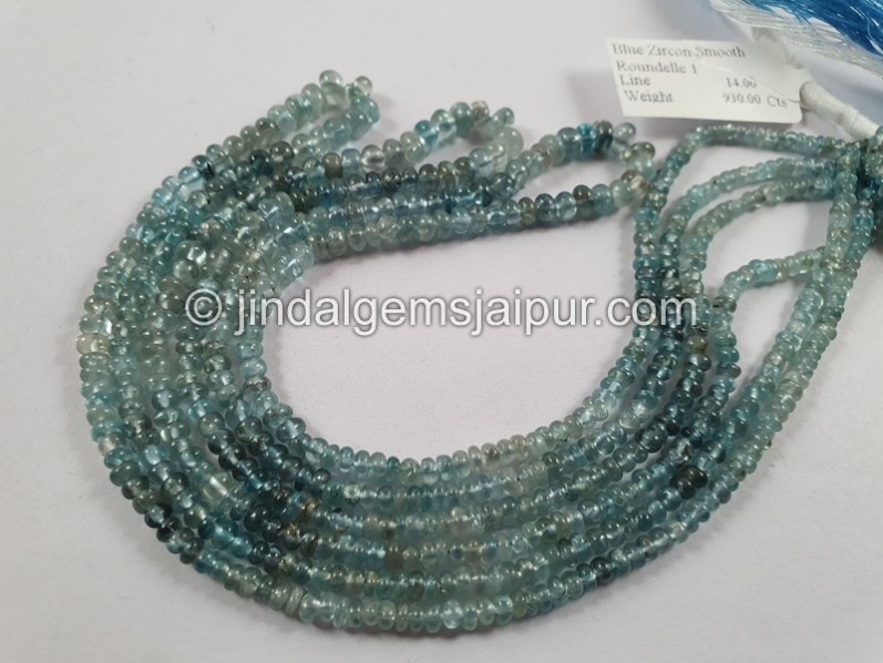 Blue Zircon Smooth Roundelle Shape Beads