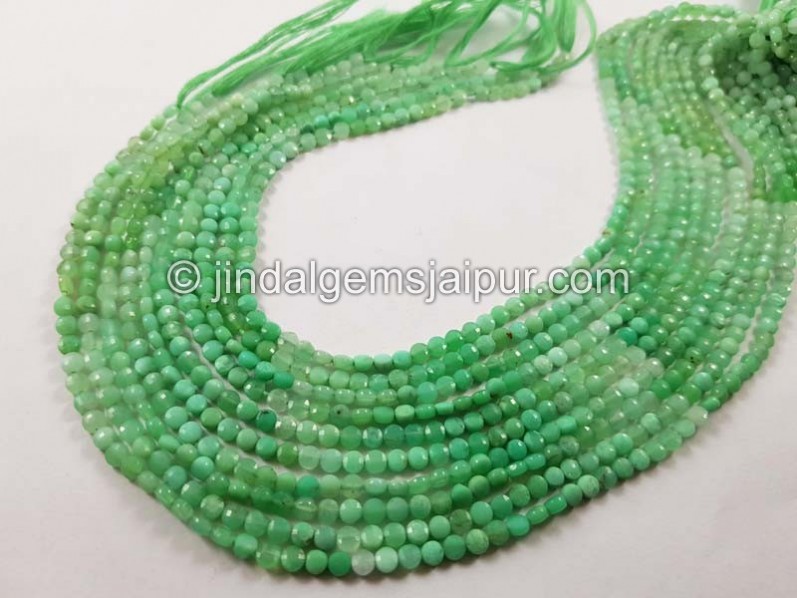 Chrysoprase Shaded Faceted Coin Beads