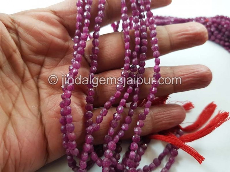 Natural Ruby Faceted Coin Beads