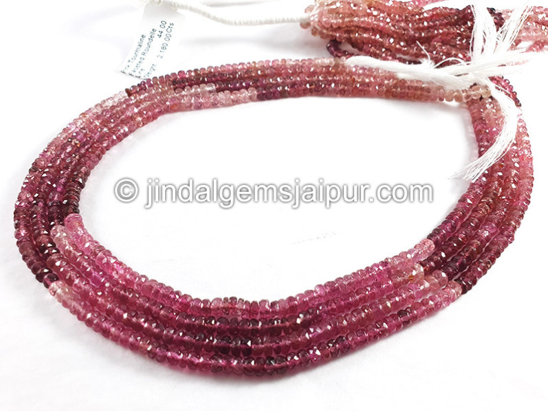 Pink Tourmaline Shaded Faceted Roundelle Shape Beads