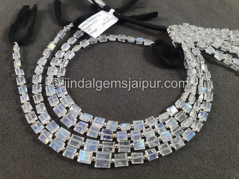 White Rainbow Cut Square Shape Beads