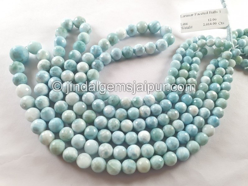 Larimar Faceted Round Balls Beads