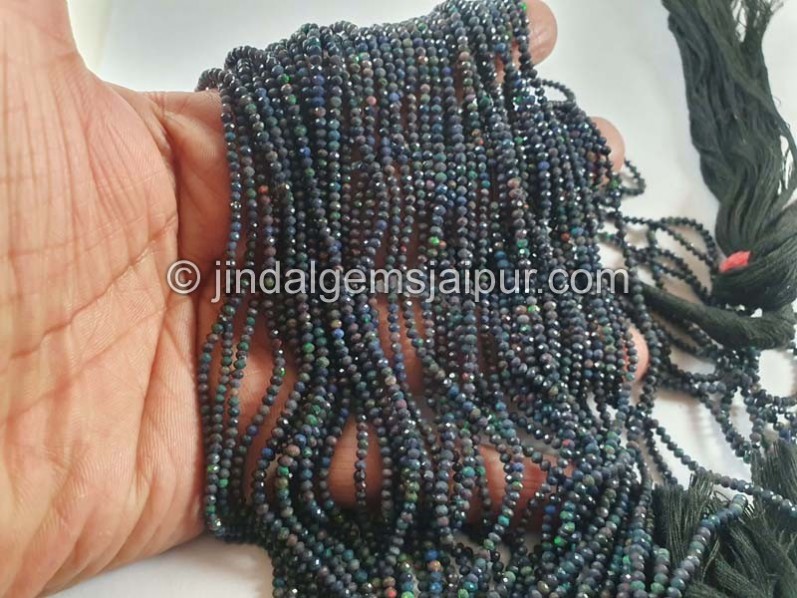 Ethiopian Opal Dyed Black Faceted Round Beads