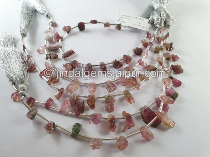 Tourmaline Pink Rough Chips Beads