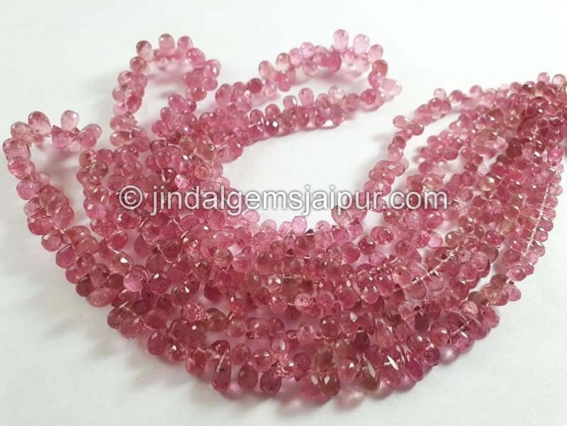 Pink Tourmaline Faceted Drops Shape Beads