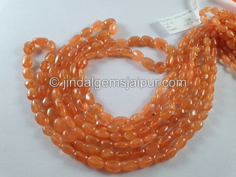 Mandarin Garnet Smooth Oval Beads