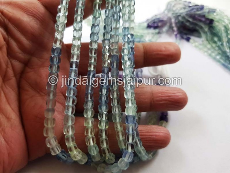 Fluorite micro cut cube beads