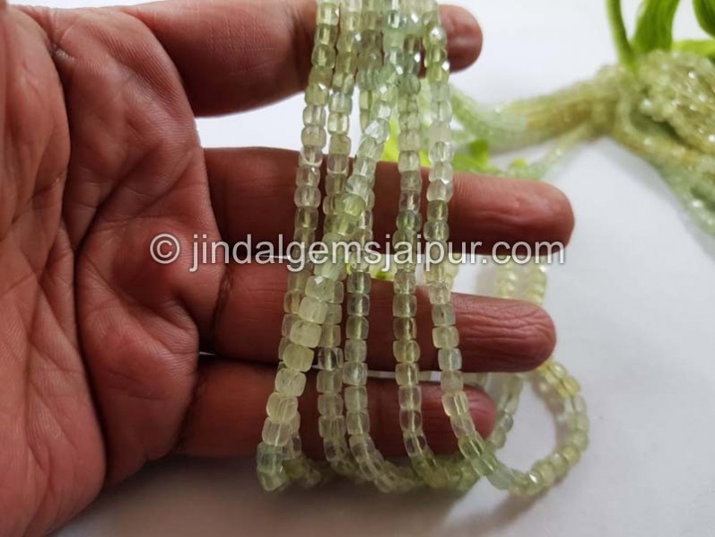 Multi prehnite micro cut cube beads