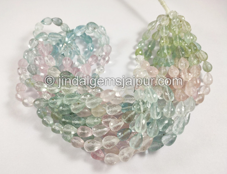 Multi Aquamarine Faceted Drops Shape Beads