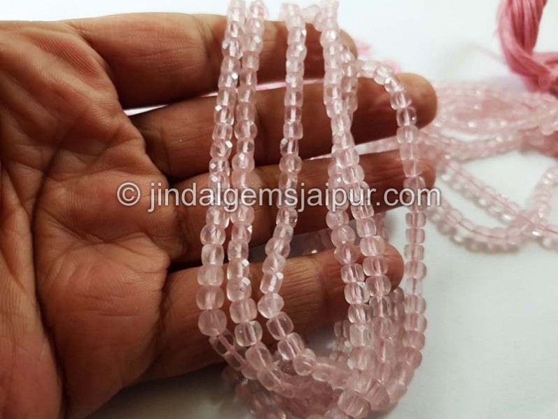 Rose quartz micro cut cube beads