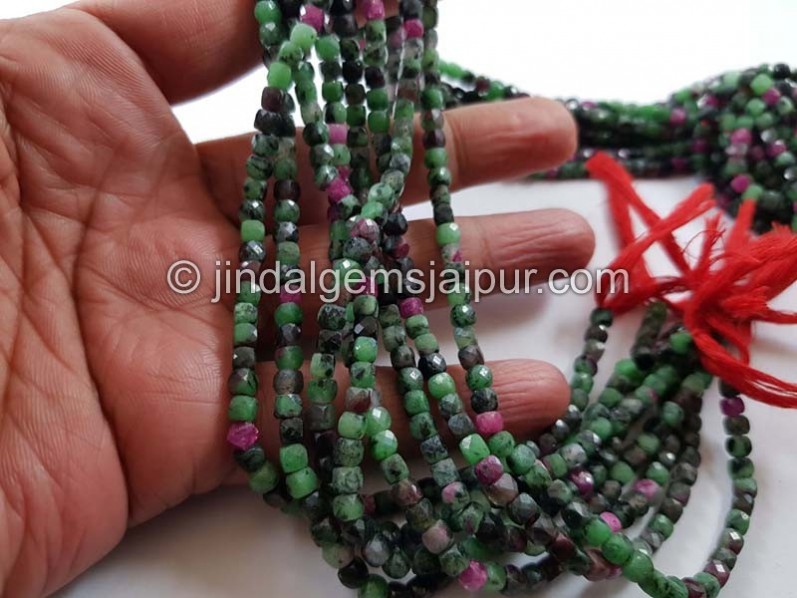 Ruby Zoisite micro cut cube beads