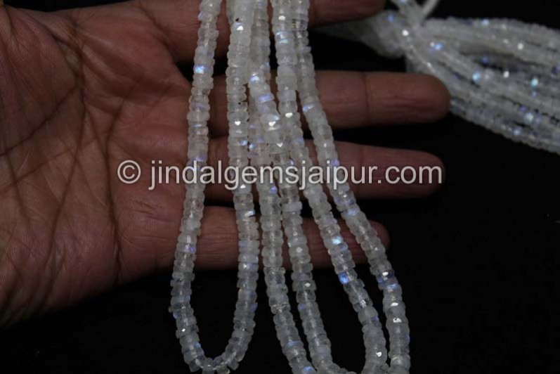 White Rainbow Faceted Tyre Shape Beads