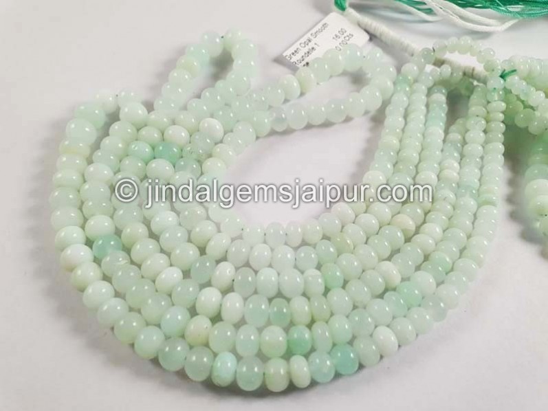 Green Opal Smooth Roundelle Shape Beads