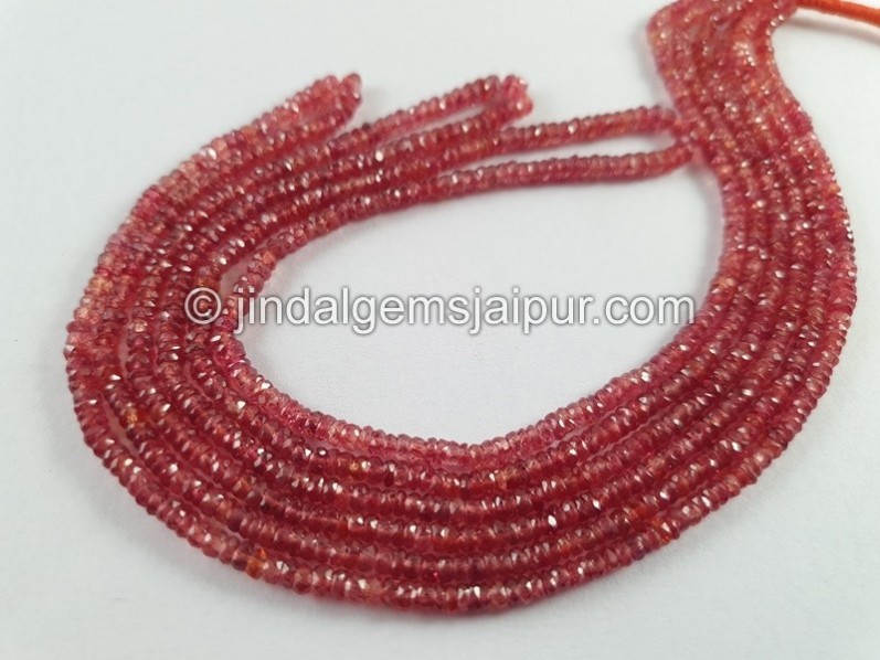 Red Songea Sapphire Faceted Roundelle Beads