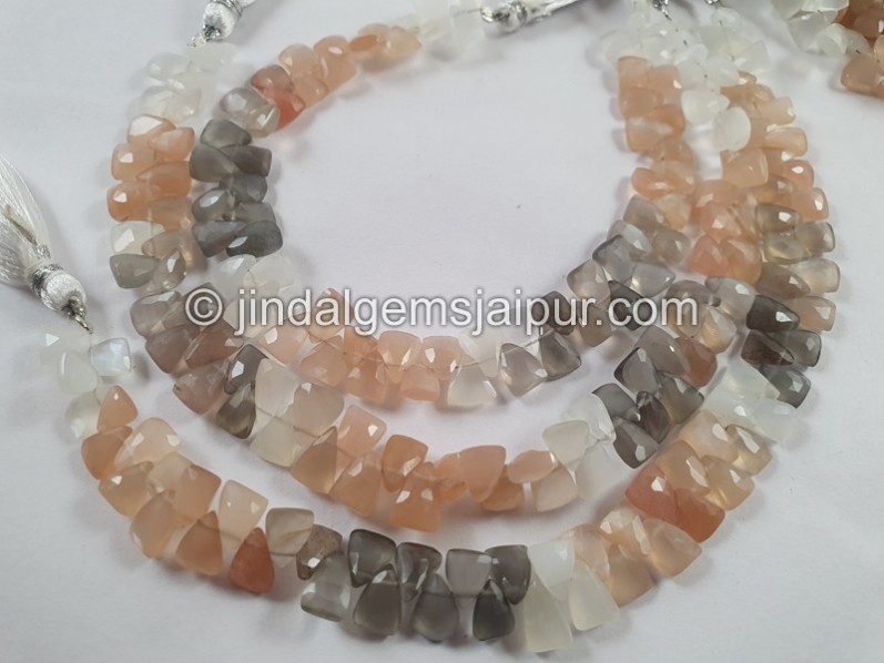 Multi Moonstone Faceted Pyramid Beads