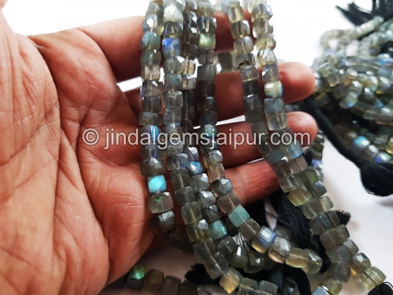 Labradorite Far Faceted Cube Beads