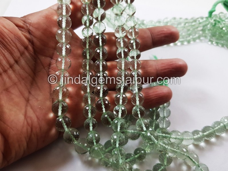 Green Amethyst Far Faceted Round Beads