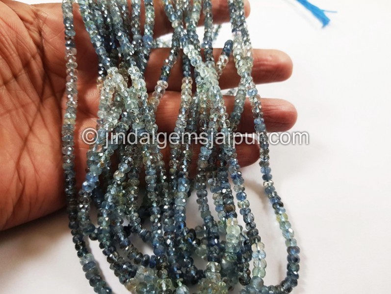 Moss Aquamarine Shaded Faceted Roundelle Beads