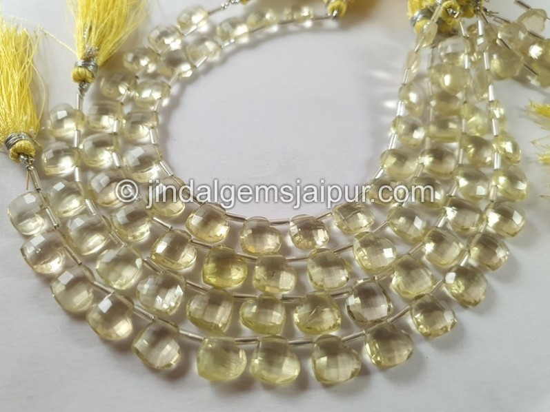 Lemon Quartz Faceted Fancy Heart Beads