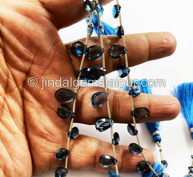 London Blue Topaz Far Faceted Pear Beads