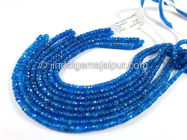 Neon Apatite Faceted Roundelle Shape Beads