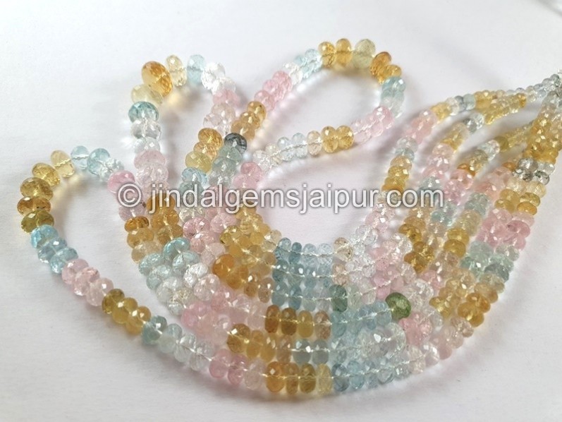 Multi Aquamarine Big Faceted Roundelle Beads