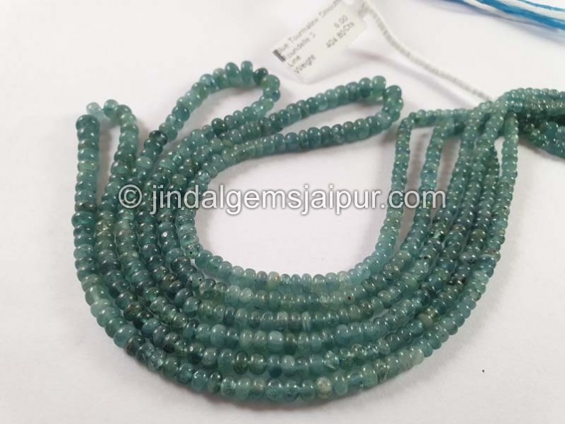 Blue Tourmaline Smooth Roundelle Beads