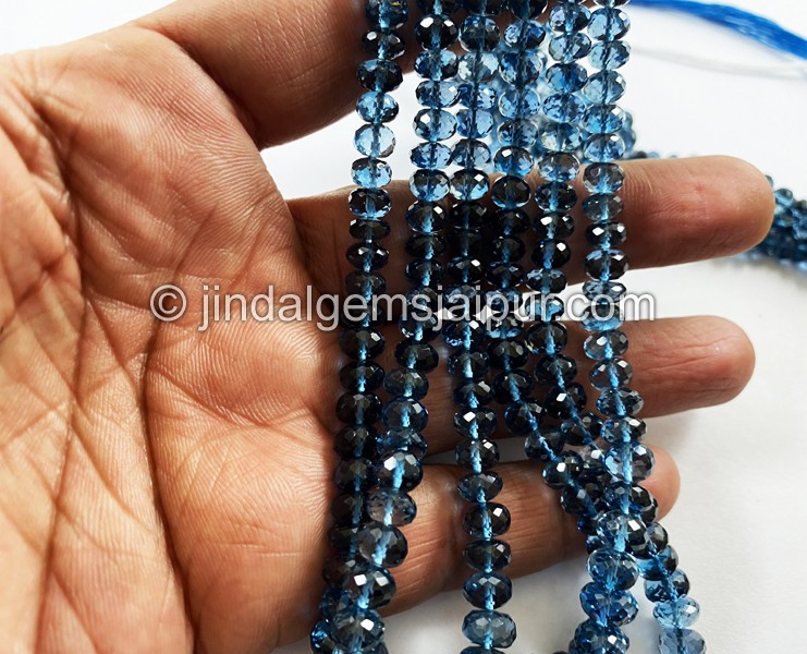 London Blue Topaz Far Faceted Roundelle Beads
