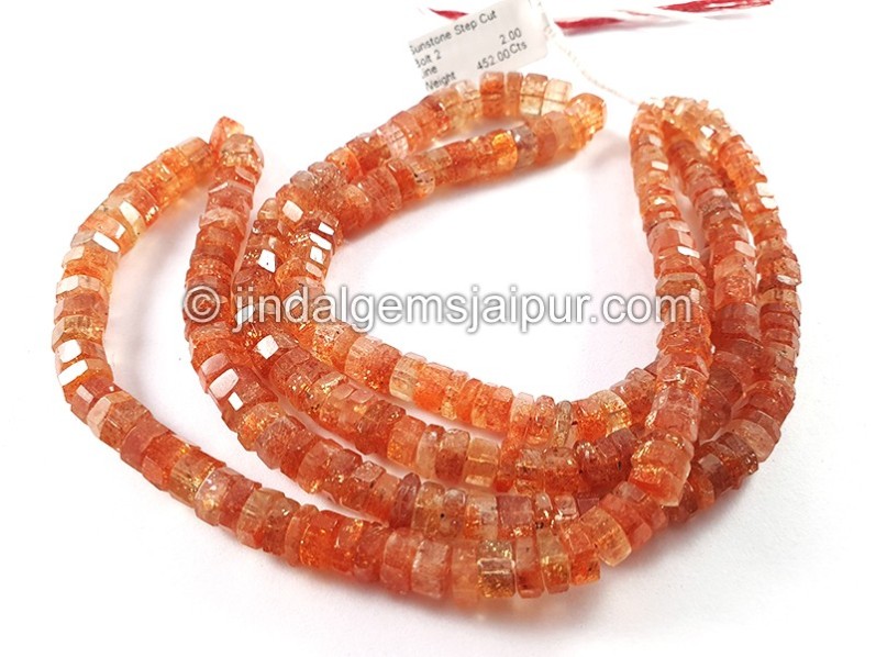 Sunstone Step Cut Bolt Shape Beads