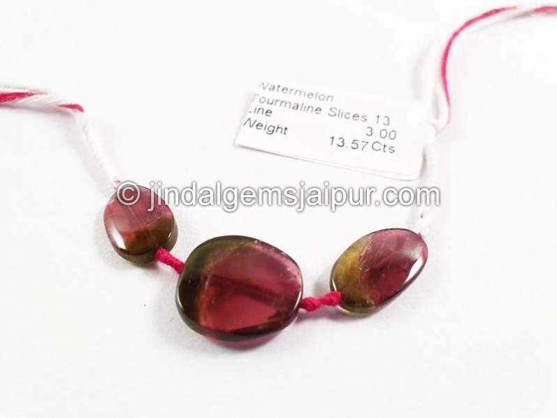 Watermelon Tourmaline Smooth Slices Beads