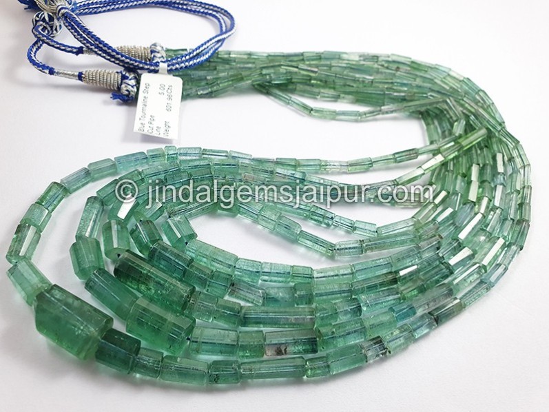 Blue Tourmaline Cut Pipe Shape Beads