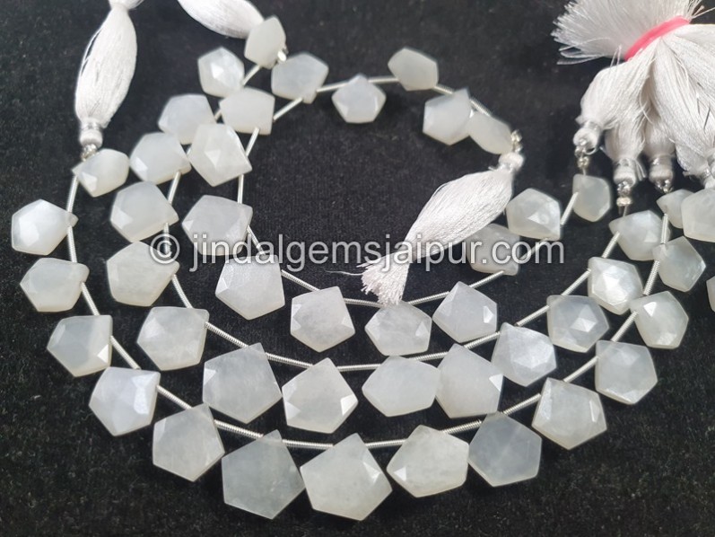 White Moonstone Faceted Pentagon Beads