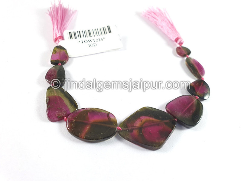 Watermelon Tourmaline Smooth Slices Beads