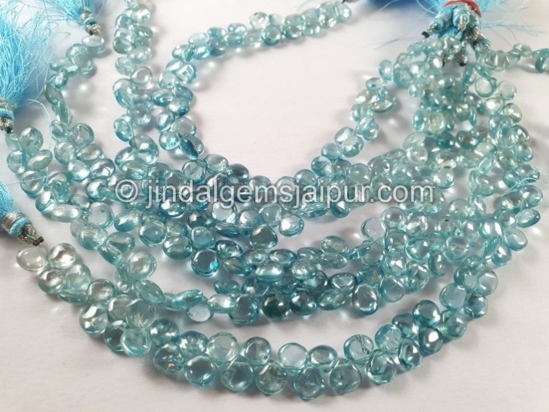 Blue Zircon Smooth Heart Shape Beads