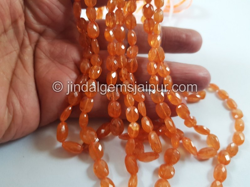Mandarin Garnet Faceted Oval Beads