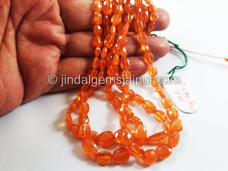 Mandarin Garnet Faceted Oval Beads