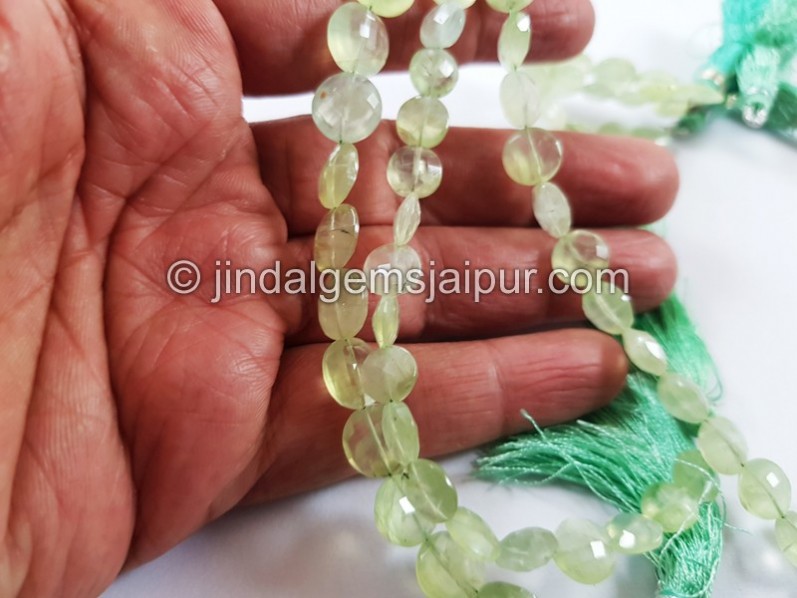 Prehnite Faceted Coin Beads