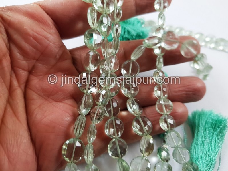 Green Amethyst Faceted Coin Beads