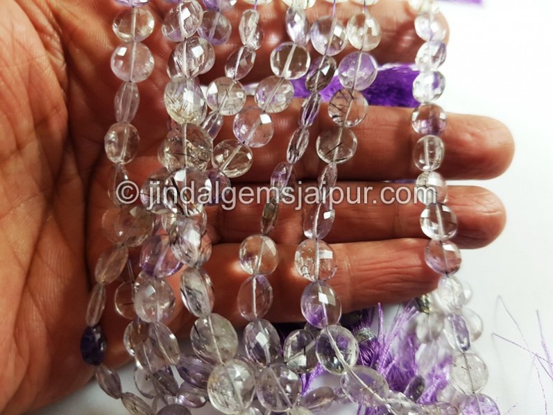 Moss Amethyst Faceted Coin Beads