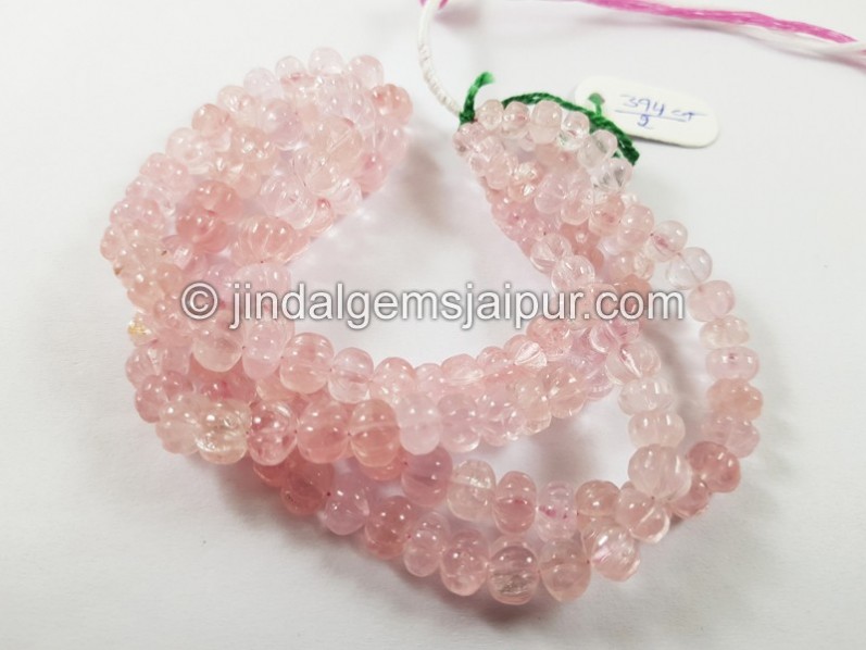 Pink Morganite Carved Pumpkin Beads