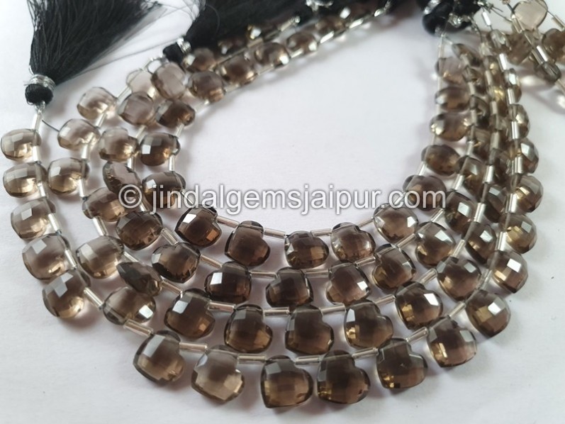 Smoky Quartz Faceted Fancy Heart Beads