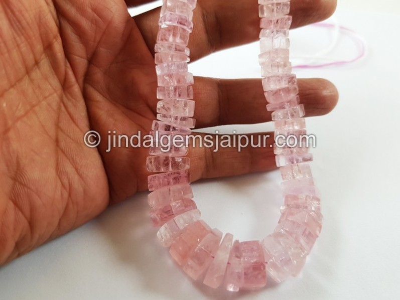 Pink Morganite Step Cut Roundelle Beads