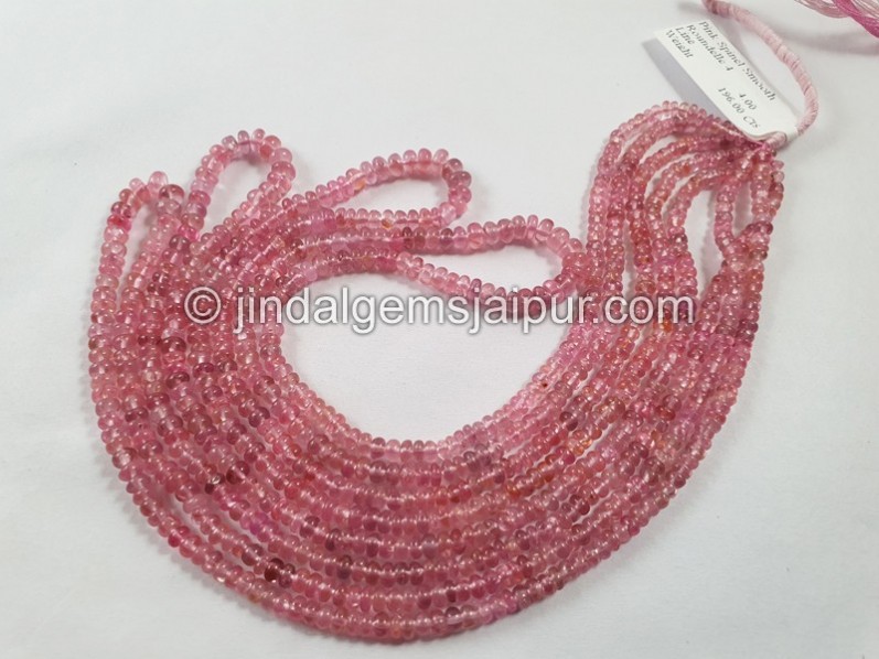 Pink Spinel Smooth Roundelle Beads