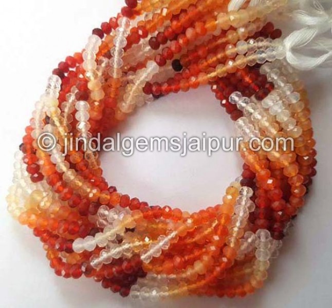 Fire Opal Faceted Roundelle Shape Beads