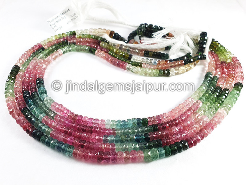 Tourmaline Faceted Roundelle Shape Big Beads